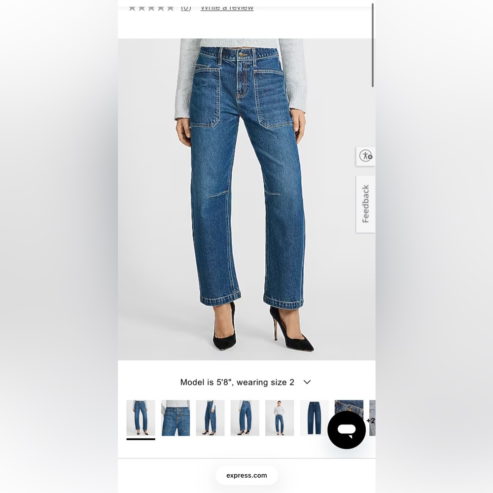 Express Barrel Mid Rise Bootcut Jeans — Blue Denim